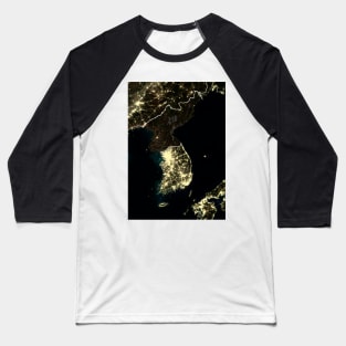 Korean Peninsula at night (C024/9385) Baseball T-Shirt